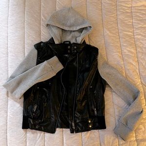 Half hoodie half pleather jacket - Women’s large